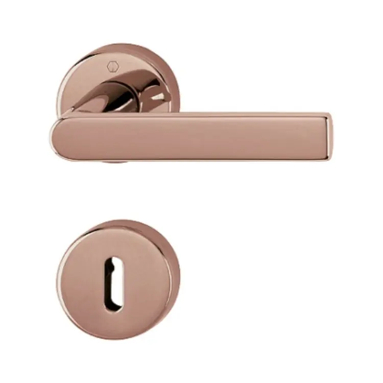Actieprijs Maniglia Los Angeles Hoppe per porta interna, rosetta e bocchetta tonda foro Patent, quadro 8 mm, spessore porta 37-52 mm, Ottone finitura Rame Lucido Resista F-84 R