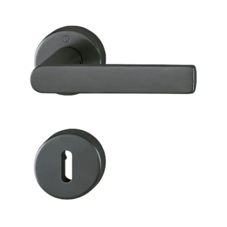 Maniglia Los Angeles Hoppe per porta interna, rosetta e bocchetta tonda foro Patent, quadro 8 mm, spessore porta 37-52 mm, Ottone finitura Nero Satinato Resista F96-1 Beperkt Aanbod