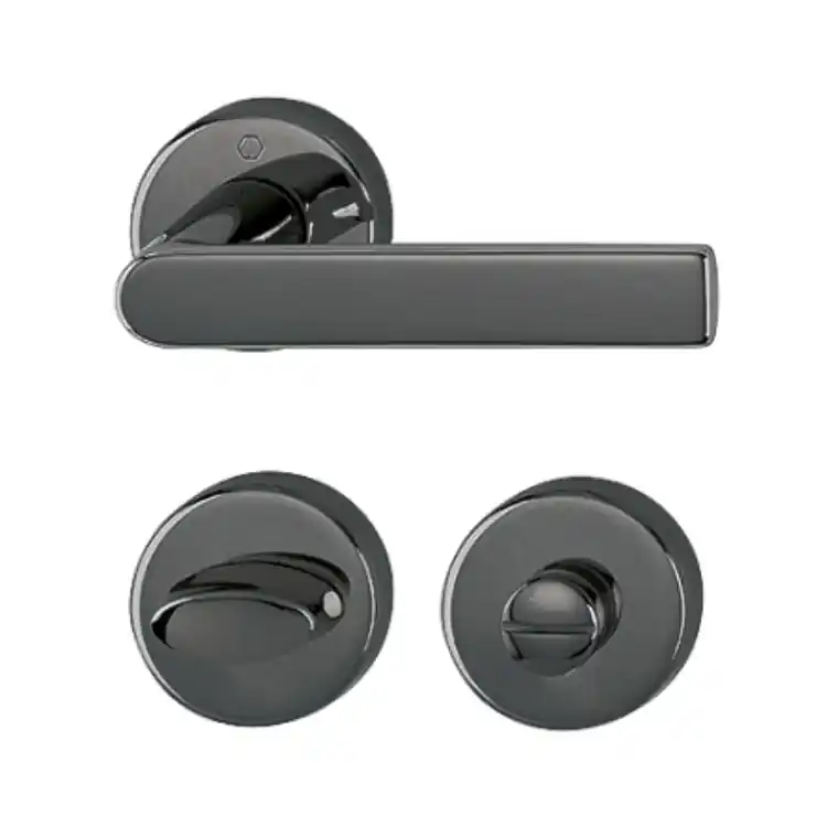 Direct Verzonden Maniglia Los Angeles Hoppe per porta interna, rosetta e nottolino Wc, quadro 8 mm, spessore porta 38-47 mm, Ottone finitura Nero Lucido Resista F96-R