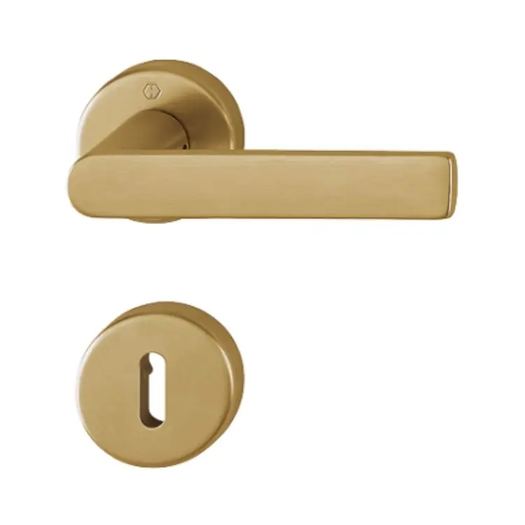 Maniglia Los Angeles Hoppe per porta interna, rosetta e bocchetta tonda foro Patent, quadro 8 mm, spessore porta 37-52 mm, Ottone finitura Chiaro Satinato Resista F78-1-R Speciale Aanbieding