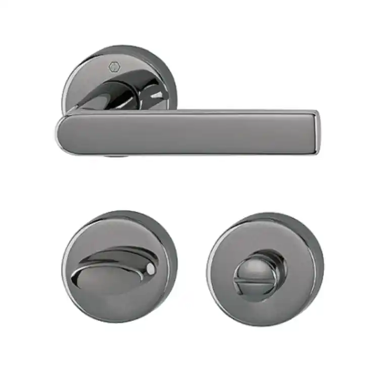 Actieprijs Maniglia Los Angeles Hoppe per porta interna, rosetta e nottolino Wc, quadro 8 mm, spessore porta 38-47 mm, Ottone finitura Antracite Lucido Resista F97-R