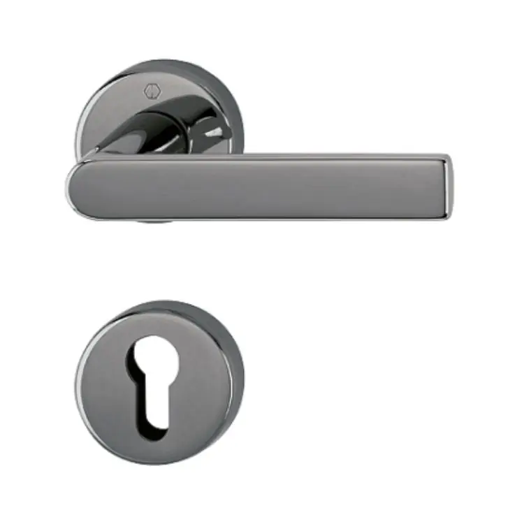 Koopje Maniglia Los Angeles Hoppe per porta interna, rosetta e bocchetta tonda foro Yale, quadro 8 mm, spessore porta 62-74 mm, Ottone finitura Antracite Lucido Resista F97-R