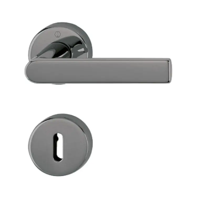 Express Levering Maniglia Los Angeles Hoppe per porta interna, rosetta e bocchetta tonda foro Patent, quadro 8 mm, spessore porta 37-52 mm, Ottone finitura Antracite Lucido Resista F97-R