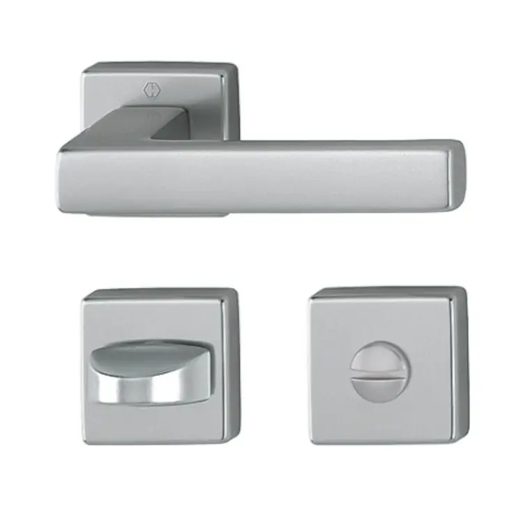Gratis Retour Maniglia Toulon Hoppe per porta interna, rosetta e nottolino Wc, quadro 8 mm, spessore porta 37-47 mm, Alluminio finitura Titanio F9