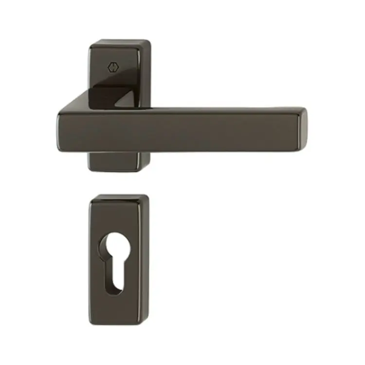 Voordeelprijs Maniglia Toulon Hoppe per porta a profilo, rosetta e bocchetta rettangolare foro Yale, quadro 8 mm, spessore porta 62-72 mm, Alluminio finitura Testa di Moro F8707