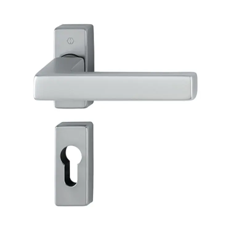 Koopje Maniglia Toulon Hoppe per porta a profilo, rosetta e bocchetta rettangolare foro Yale, quadro 8 mm, spessore porta 62-72 mm, Alluminio finitura Titanio F9