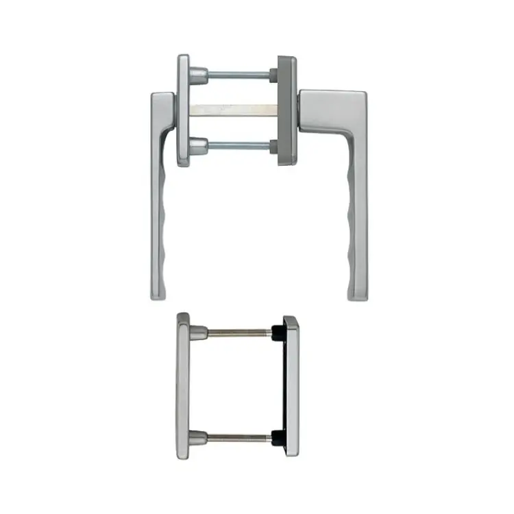 Aanbieding Maniglia martellina DK Toulon Hoppe per porta balcone, con rosetta e bocchetta ovale yale, impugnatura ribassata, spessore porta 63-73 mm, Alluminio finitura Titanio F9