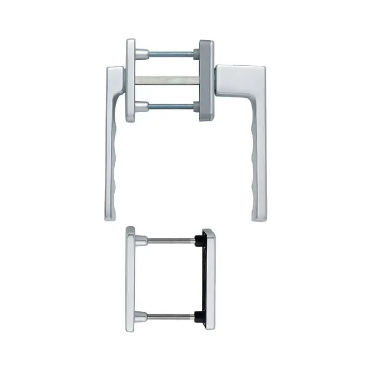 Maniglia martellina DK Toulon Hoppe per porta balcone, con rosetta e bocchetta ovale yale, impugnatura ribassata, spessore porta 63-73 mm, Alluminio finitura Argento F1 Lage Kosten
