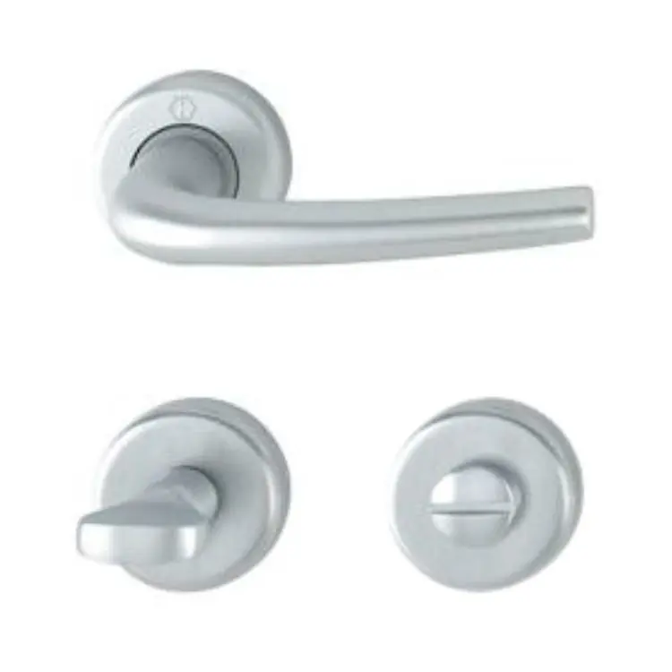 Laatste Kans Maniglia Seattle Hoppe per porta interna, rosetta e nottolino Wc, quadro 8 mm, spessore porta 40-50 mm, Alluminio finitura Cromo satinato F94-1