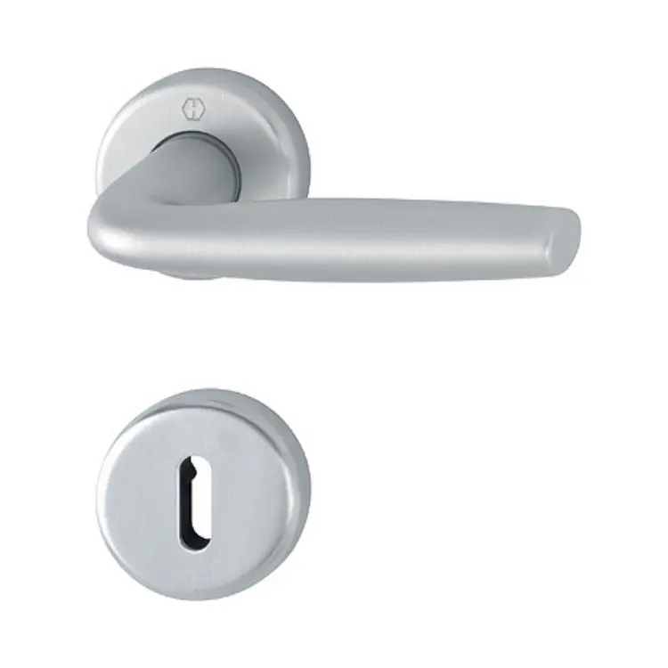 Maniglia Milos Hoppe per porta interna, rosetta e bocchetta tonda foro Patent, quadro 8 mm, spessore porta 35-75 mm, Alluminio finitura Cromo Satinato F94-1 Lage Prijs