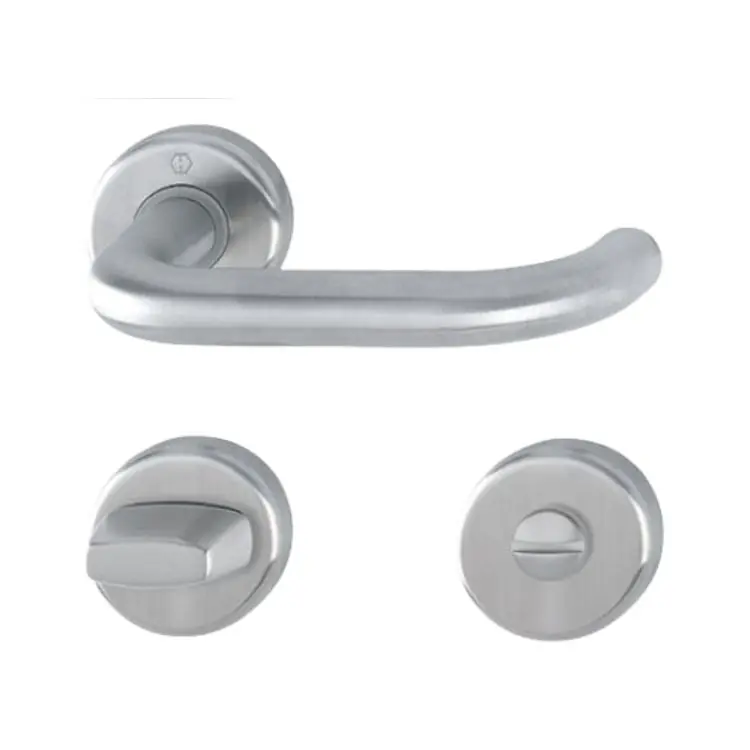 Maniglia Baden Hoppe per porta interna, rosetta e nottolino Wc, quadro 8 mm, spessore porta 38-51 mm, Acciaio Inox finitura Satinato F69 Gereduceerde Prijs