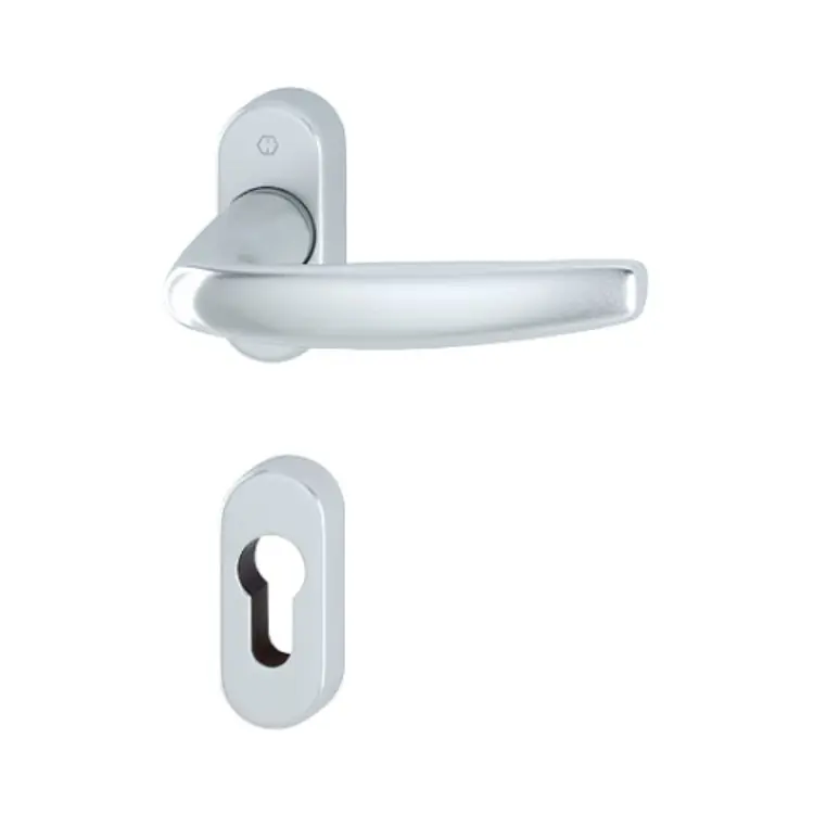 Nu Kopen Maniglia Atlanta Hoppe per porta a profilo, rosetta e bocchetta ovale foro Yale, quadro 8 mm, spessore porta 75-85 mm, Alluminio finitura Argento F1