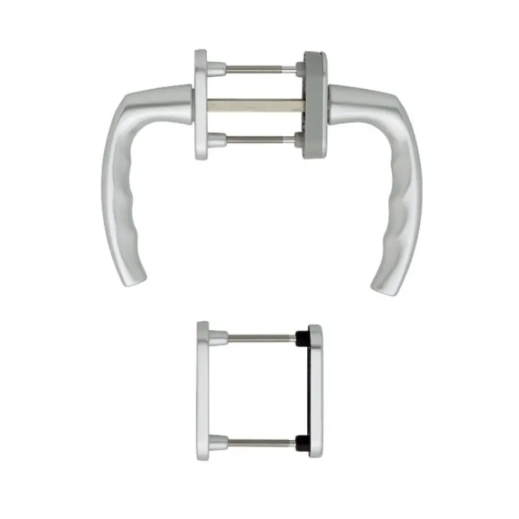 Alleen Vandaag Maniglia Martellina DK Atlanta Hoppe per porta balcone, con rosetta e bocchetta ovale Yale, quadro 7 da 88-93 mm, Alluminio finitura Argento F1