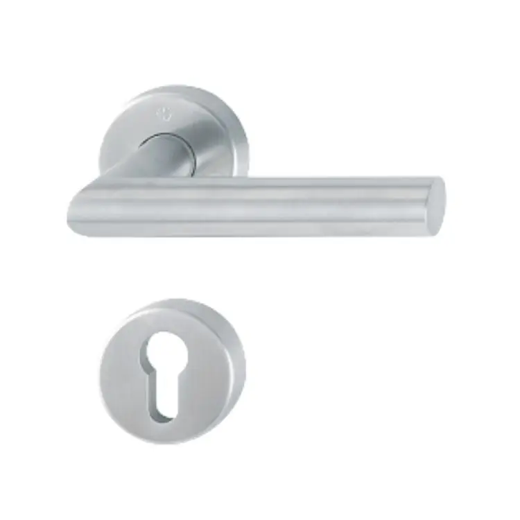 Weekendaanbieding Maniglia Amsterdam Hoppe per porta, versione Sertos, rosetta e bocchetta tonda, foro Yale, quadro 8 mm, spessore porta 40-45 mm, Acciaio Inox finitura Satinato F69