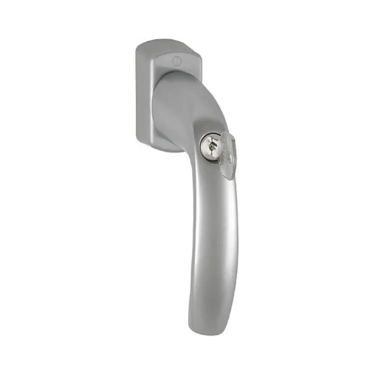 Laatste Kans Maniglia martellina Dk New York Hoppe per serramento con chiave Secu100 Secustik e Variofit, lunghezza quadro 7x32-42 mm, Alluminio finitura Titanio F9
