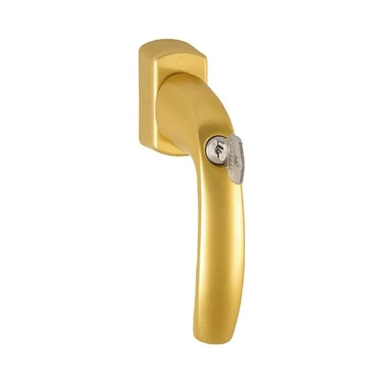 Beperkt Aanbod Maniglia martellina Dk New York Hoppe per serramento con chiave Secu100 Secustik e Variofit, lunghezza quadro 7x32-42 mm, Alluminio finitura Oro F3