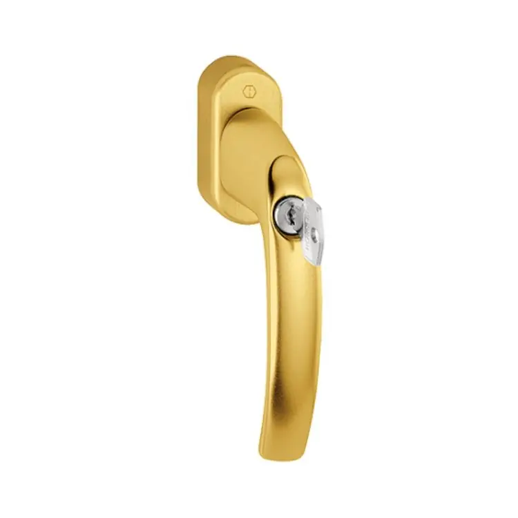 Premium Maniglia martellina Dk Atlanta Hoppe per serramento con chiave Secu100 Secustik e Variofit, lunghezza quadro 7x32-42 mm, Alluminio finitura Oro F3