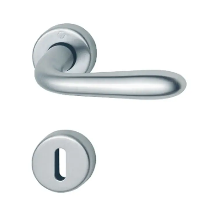 Betrouwbaar Maniglia Santiago Hoppe per porta interna, rosetta e bocchetta tonda foro Patent, quadro 8 mm, spessore porta 38-47 mm, Ottone finitura Cromo Satinato F41