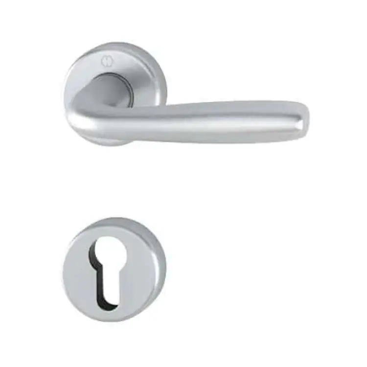 Beste Prijs Maniglia Maribor Hoppe per porta interna, rosetta e bocchetta tonda foro Yale, quadro 8 mm, spessore porta 40-50 mm, Alluminio finitura Cromo Satinato F94-1
