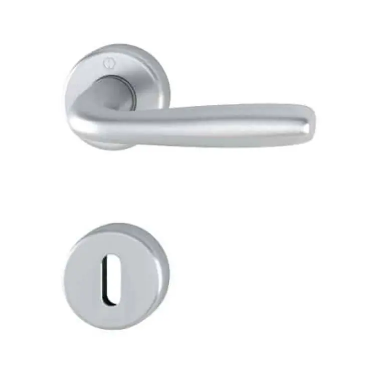 Maniglia Maribor Hoppe per porta interna, bocchetta e rosetta tonda foro Patent, quadro 8 mm, spessore porta 40-50 mm, Alluminio Cromo Satinato F94-1 Flitsaanbieding