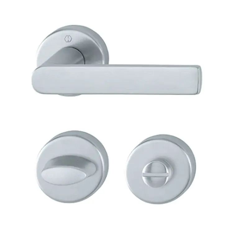 Maniglia Los Angeles Hoppe per porta interna, rosetta e nottolino Wc, quadro 8 mm, spessore porta 38-47 mm, Ottone finitura Cromo Satinato Resista F41-R Speciale Aanbieding
