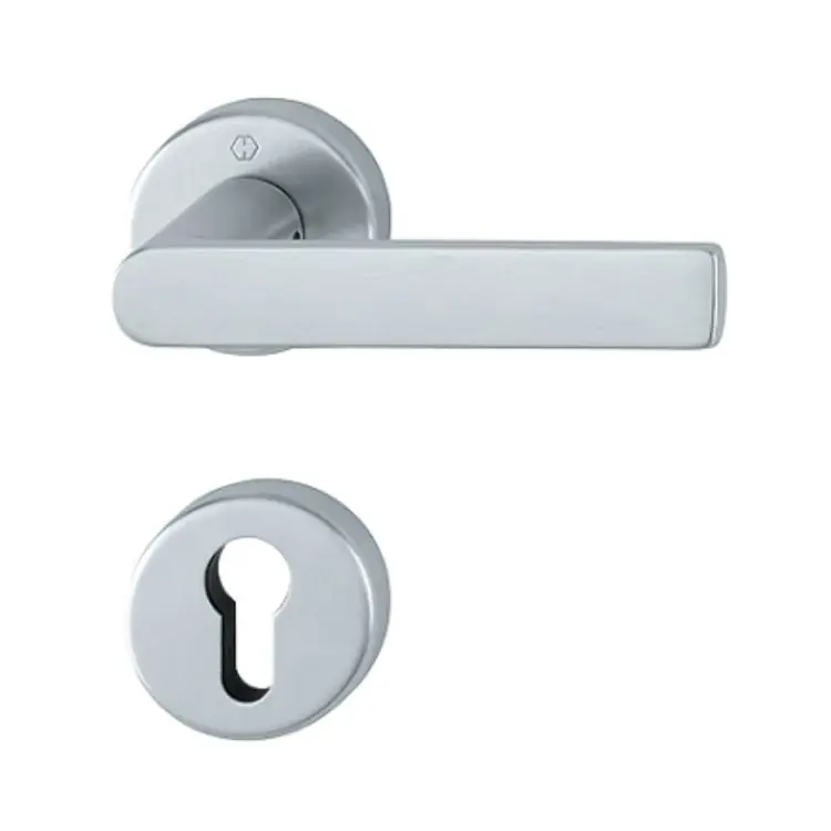 Gereduceerde Prijs Maniglia Los Angeles Hoppe per porta interna, rosetta e bocchetta tonda foro Yale, quadro 8 mm, spessore porta 62-74 mm, Ottone finitura Cromo Satinato Resista F41-R