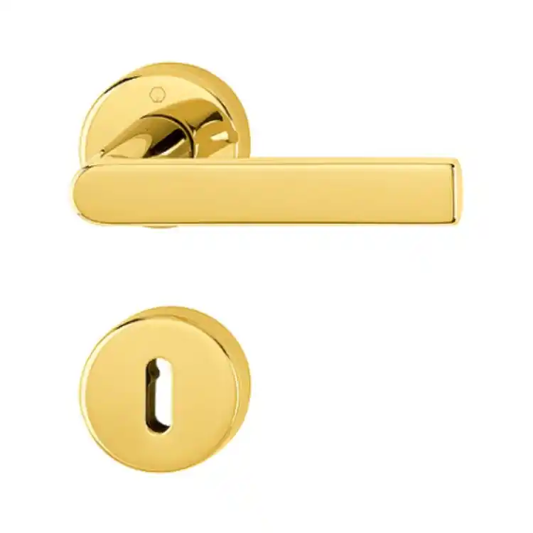 Flitsaanbieding Maniglia Los Angeles Hoppe per porta interna, rosetta e bocchetta tonda foro Patent, quadro 8 mm, spessore porta 37-52 mm, Ottone finitura Lucido F71