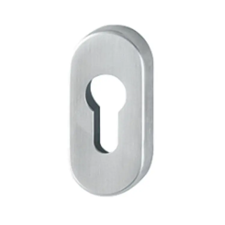 Bocchetta ovale E55S Hoppe per porta a profilo, foro Yale, dimensione 72x33x8 mm, Acciaio Inox finitura Satinato Secusan F69-S Fabrieksprijs