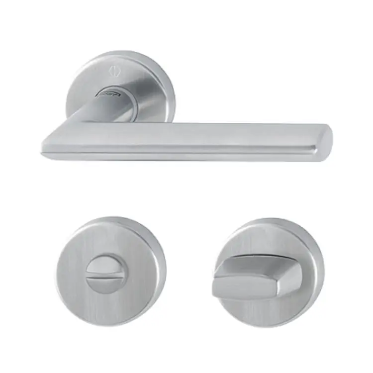 Beperkte Voorraad Maniglia Stockholm Hoppe per porta interna, rosetta e nottolino Wc, quadro 8 mm, spessore porta 37-47 mm, Acciaio Inox finitura Satinato Secusan F69-S