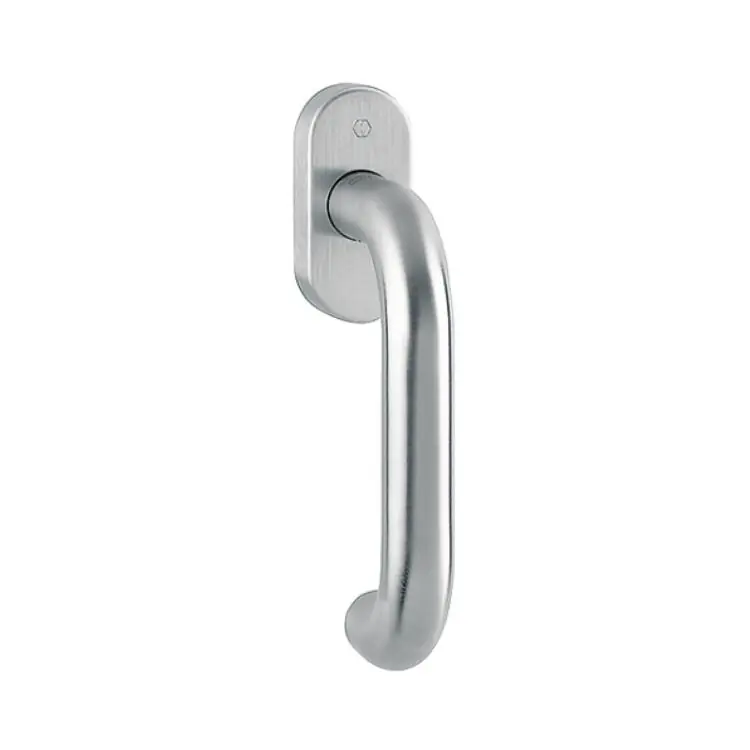 Populair Maniglia martellina Dk Paris Hoppe per serramento con Secustik e Variofit, lunghezza quadro 7x32-42 mm, Acciaio Inox finitura Satinato Secusan F69-S