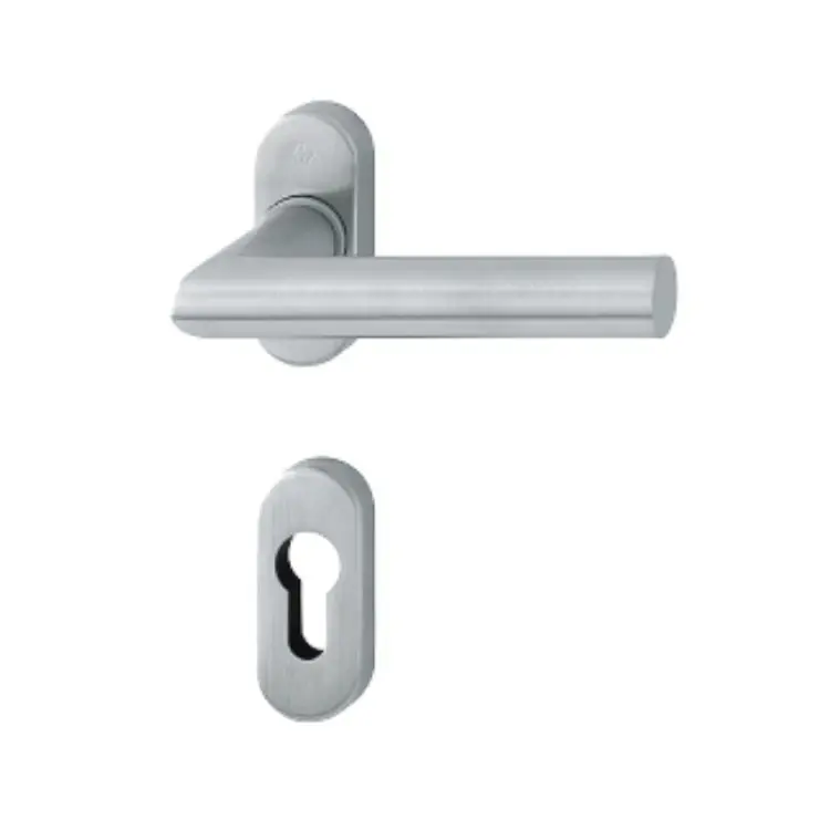 Aanbieding Maniglia Amsterdam Hoppe per porta a profilo, rosetta e bocchetta ovale foro Yale, quadro 8 mm, spessore porta 65-75 mm, Acciaio Inox finitura Satinato Secusan F69-S
