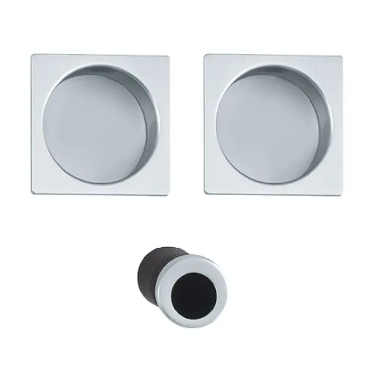 Betaalbaar Maniglia Spazio Kit 5 Hoppe per porte scorrevoli, serie quadra diametro 48 mm, versione foro cieco, Alluminio finitura Argento F1