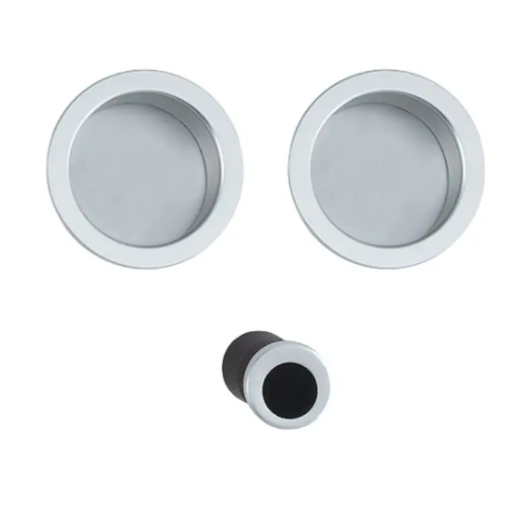 Premium Maniglia Spazio Kit 5 Hoppe per porte scorrevoli, serie tonda diametro 48 mm, versione foro cieco, Alluminio finitura Argento F1