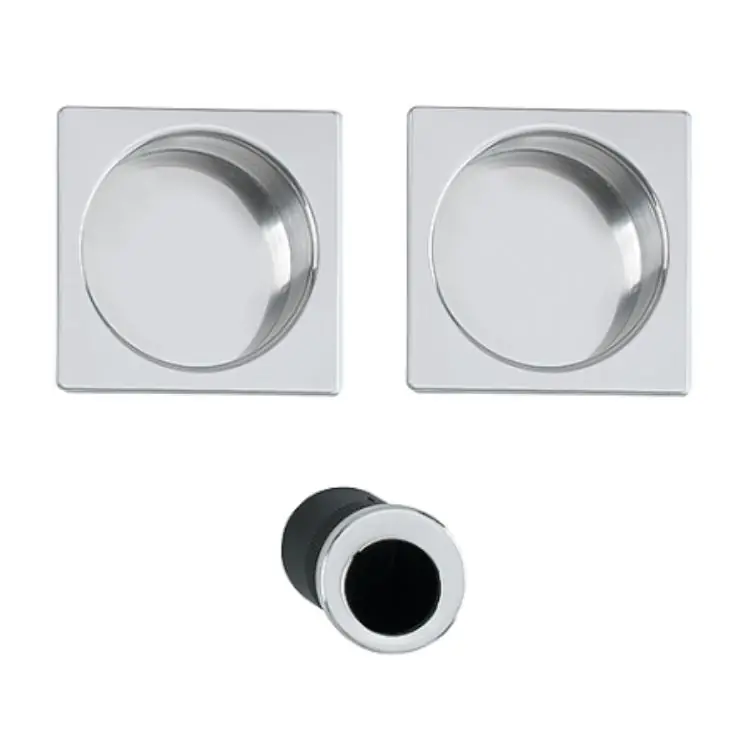 Maniglia Spazio Kit 5 Hoppe per porte scorrevoli, serie quadra diametro 48 mm, versione foro cieco, Alluminio finitura Cromo Lucido F249 Populair