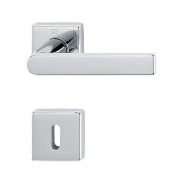 Maniglia Los Angeles Hoppe per porta interna, rosetta e bocchetta quadra foro Patent, quadro 8 mm, spessore porta 37-52 mm, Ottone finitura Cromo Lucido Resista F49-R Korting
