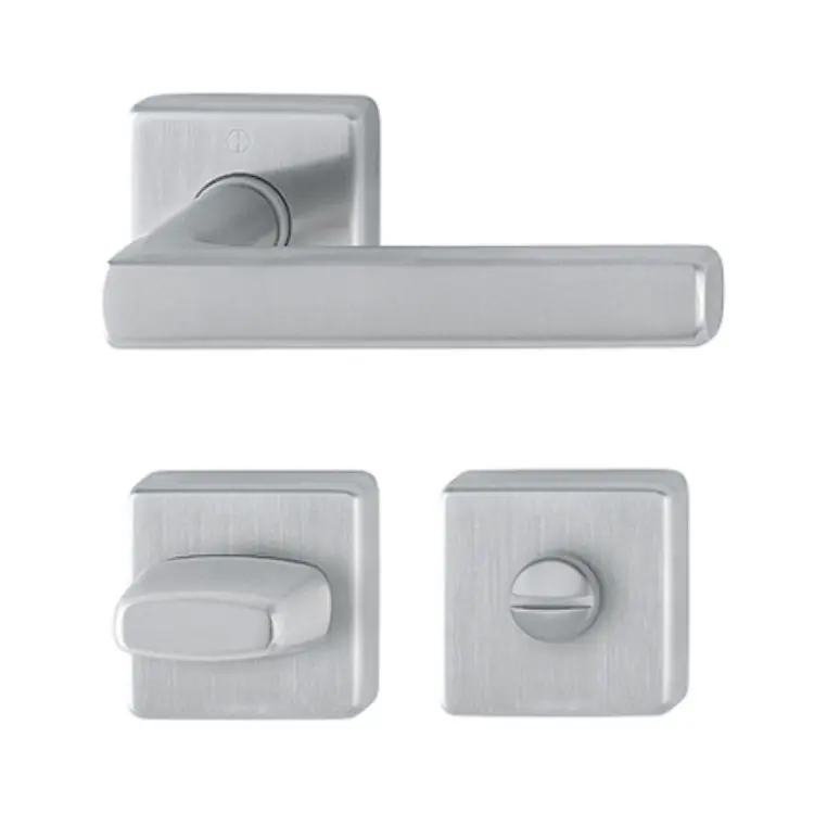Maniglia Dallas Hoppe per porta interna, rosetta e nottolino Wc, quadro 8 mm, spessore porta 40-45 mm, Acciaio Inox finitura Satinato F69 Actieprijs
