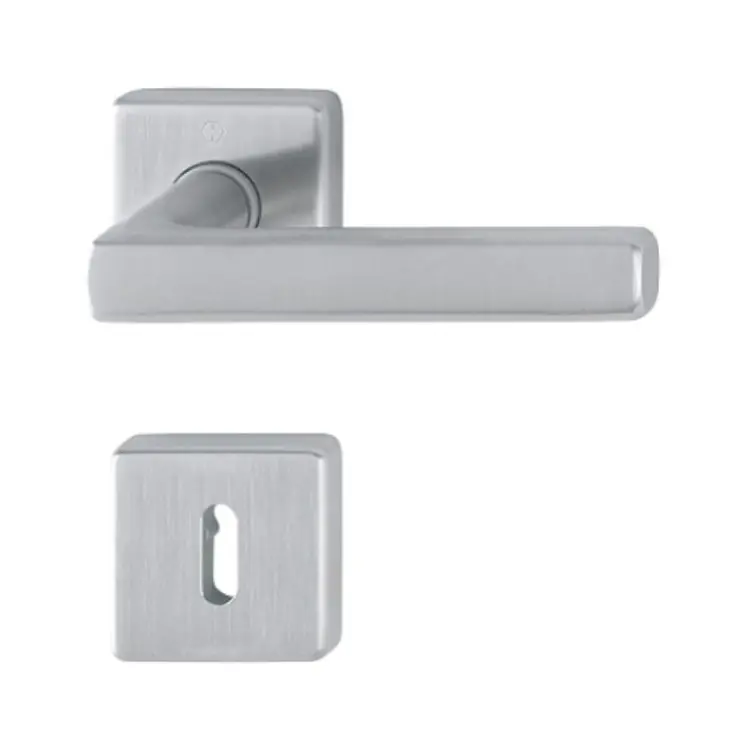 Speciale Aanbieding Maniglia Dallas Hoppe per porta interna, bocchetta e rosetta quadra foto Patent, quadro 8 mm, spessore porta 35-45 mm, Acciaio Inox finitura Satinato F69