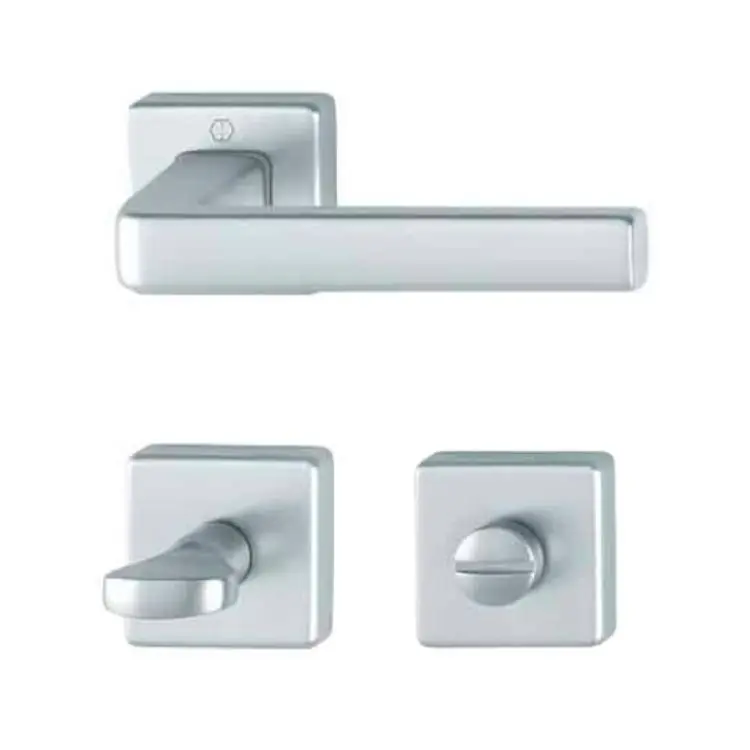 Maniglia Dublin Hoppe per porta interna, rosetta e nottolino Wc, quadro 8 mm, spessore porta, 40-50 mm, Alluminio finitura Cromo Satinato F94-1 Flitsaanbieding