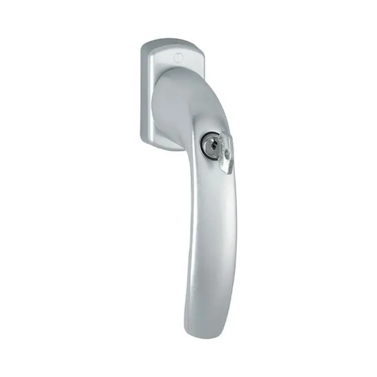 Snelle Levering Maniglia martellina Dk New York Hoppe per serramento con pulsante e chiave SecuDuplex, lunghezza quadro 7x45 mm, Alluminio finitura Argento F1