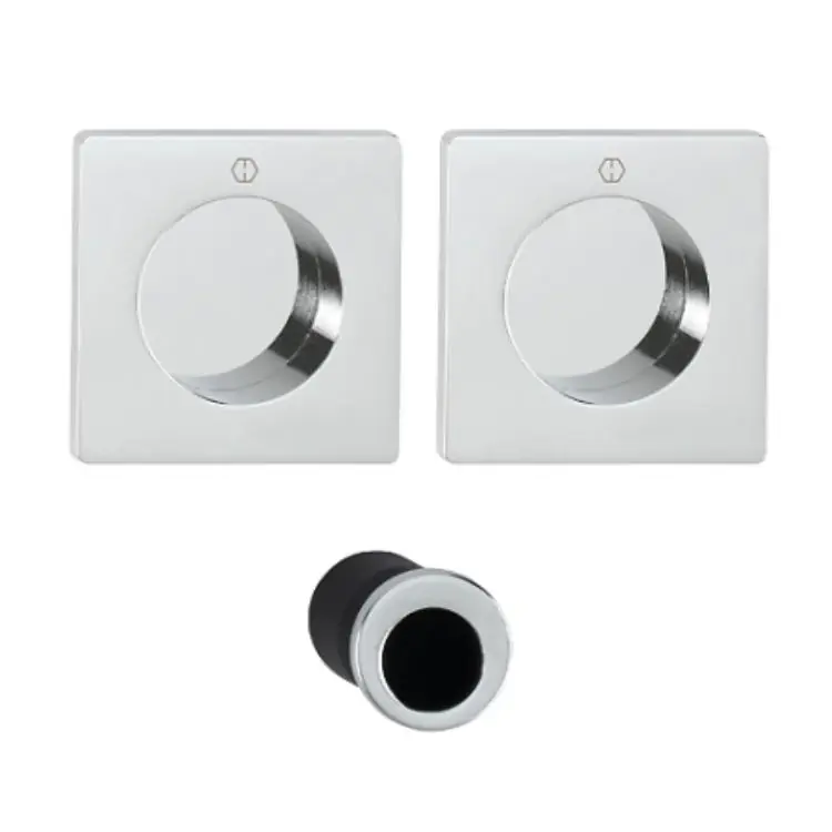 Bestseller Maniglia Spazio Kit 5 Hoppe per porte scorrevoli, serie quadra diametro 48 mm, versione foro cieco, Ottone finitura Cromo Lucido Resista F49-R