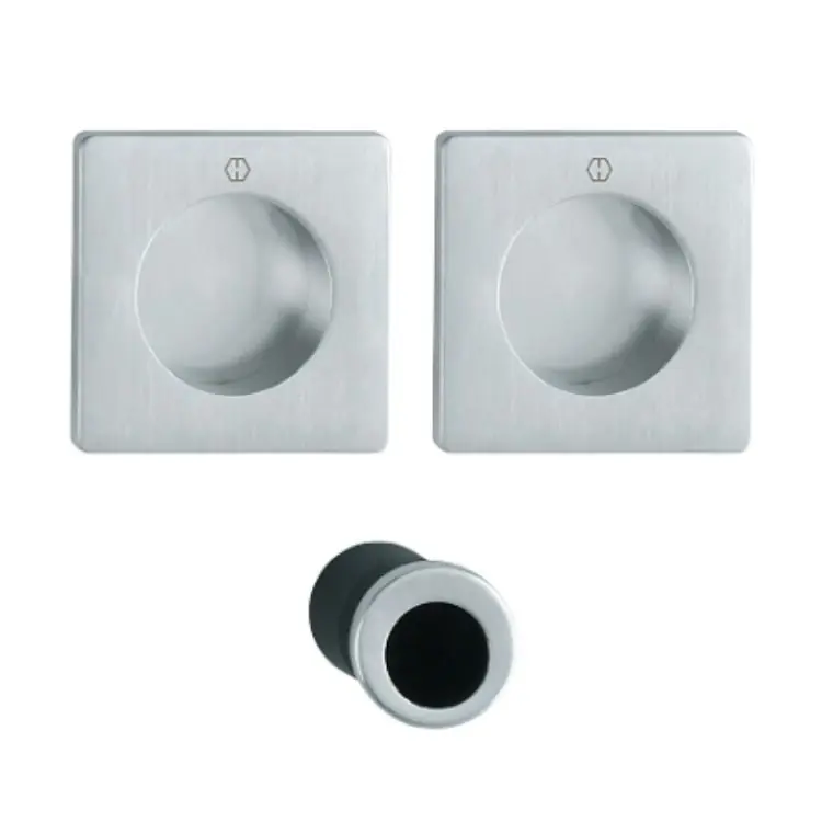 Goedkoop Maniglia Spazio Kit 5 Hoppe per porte scorrevoli, serie quadra diametro 48 mm, versione foro cieco, Ottone finitura Cromo Satinato Resista F41-R