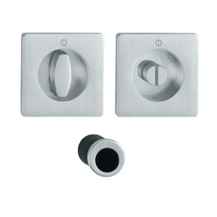Maniglia Spazio Kit 2 Hoppe per porta scorrevole, serie quadra diametro 48 mm, versione chiusura Wc, Ottone finitura Cromo Satinato F41-R Nieuw
