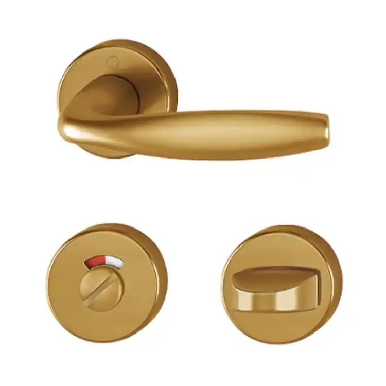 Maniglia New York Hoppe per porta interna, rosetta e nottolino Wc, quadro 8 mm, spessore porta 40-47 mm, Alluminio finitura Bronzo F4 Hete Deal