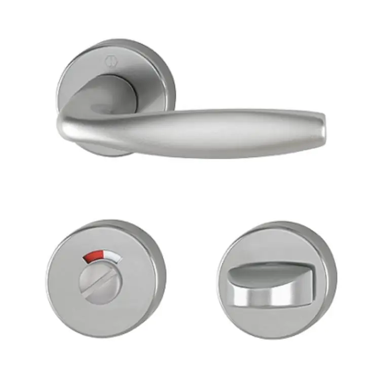 Maniglia New York Hoppe per porta interna, rosetta e nottolino Wc, quadro 8 mm, spessore porta 40-47 mm, Alluminio finitura Titanio F9 Tijdelijk Beschikbaar
