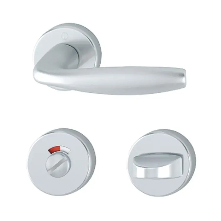 Maniglia New York Hoppe per porta interna, rosetta e nottolino Wc, quadro 8 mm, spessore porta 40-47 mm, Alluminio finitura Argento F1 Direct Verzonden
