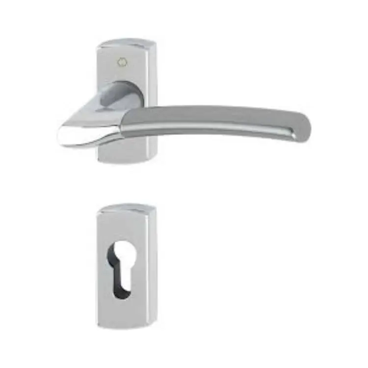 Voordeelprijs Maniglia Bergen Hoppe per porta interna, rosetta e bocchetta rettangolare foro Yale, quadro 8 mm, spessore porta 57-71 mm, Ottone finitura Cromo Lucido/Titanio F49/F9
