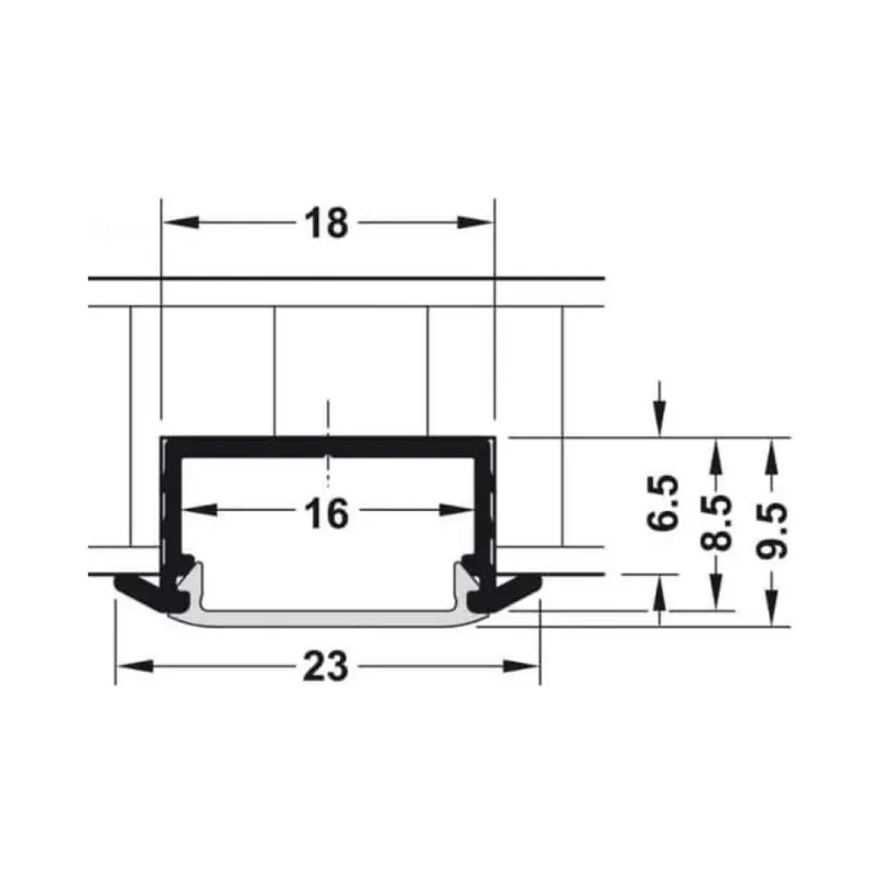 Profilo Loox per illuminazione led, dimensione 23,00x9,50 mm, lunghezza 2500 mm, diffusore opale bianco, Alluminio finitura Argento Anodizzato Beperkte Voorraad