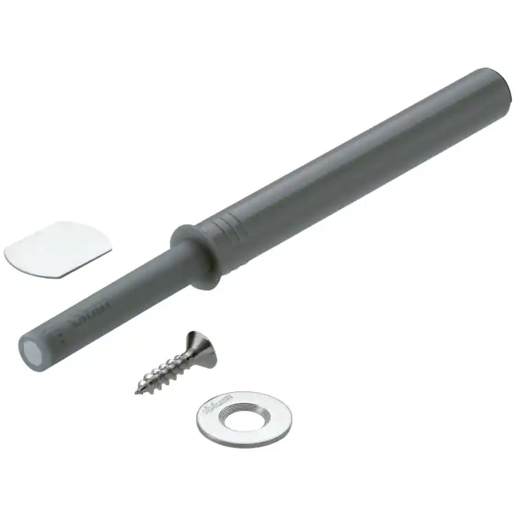 Cricchetto 956A1004 Tip-On Blum per anta mobile, versione con magnete 38 mm, dimensione 10x76 mm, finitura Grigio Platino Korting