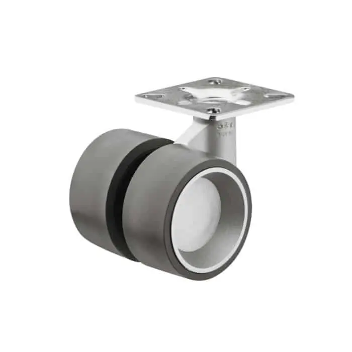 Ruota doppia girevole Hafele per mobile, montaggio su piastra, diametro 60 mm, portata 80 kg, colore alluminio e grigio Meest Verkocht