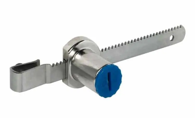 Serratura per vetrine a cremagliera Hafele SYMO Nichelato opaco Premium